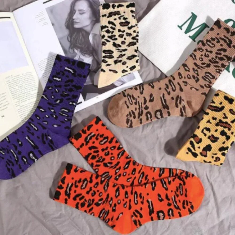 NWT Maggie Brown Leopard Print Crew Socks